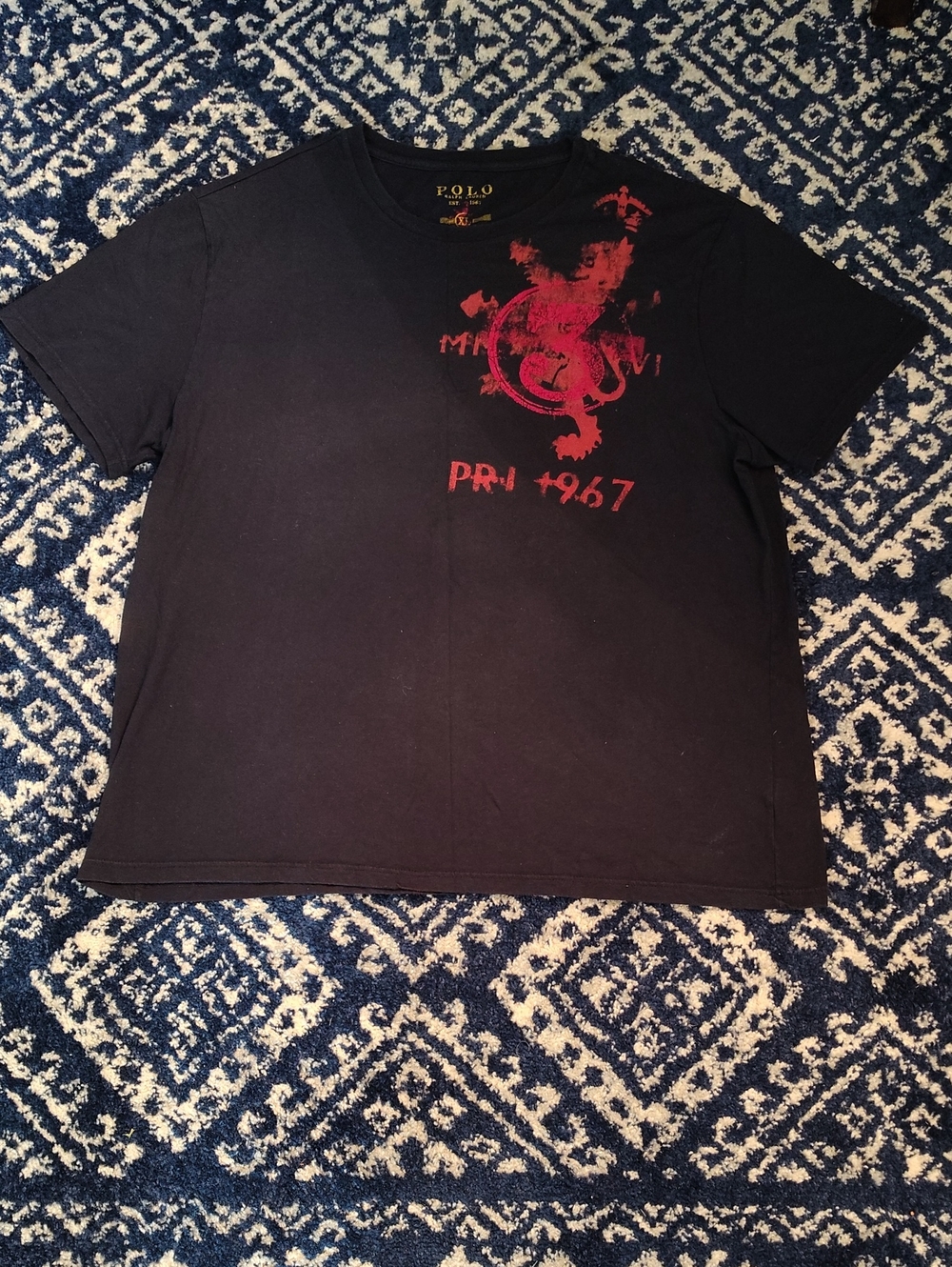 Polo by Ralph Lauren Vintage Navy Short-Sleeve Tee with Red Lion Crescent